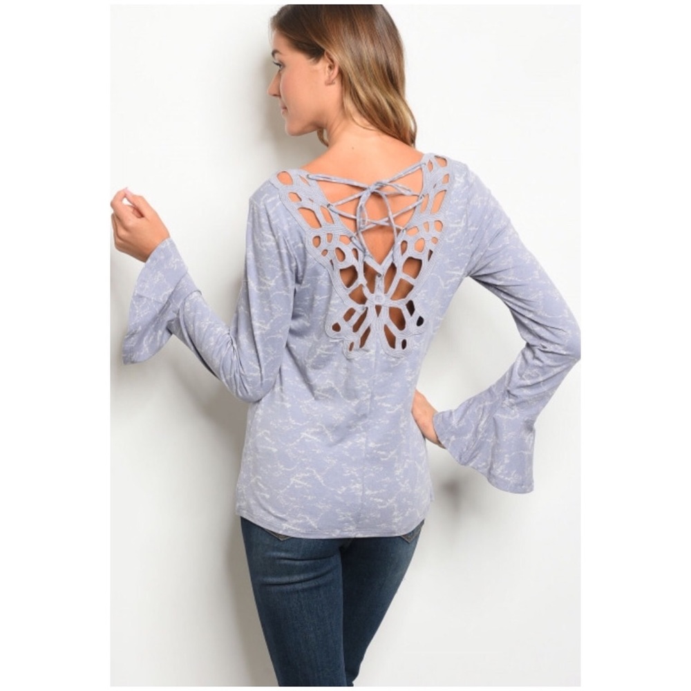 Gray Detailed Back Top - Picture 3 of 4
